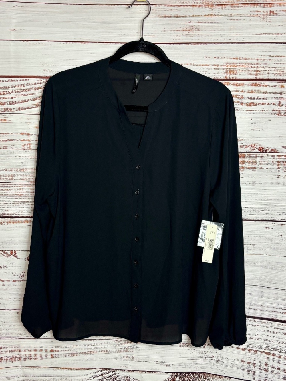 New Directions Petite black button front blouse Size PXL